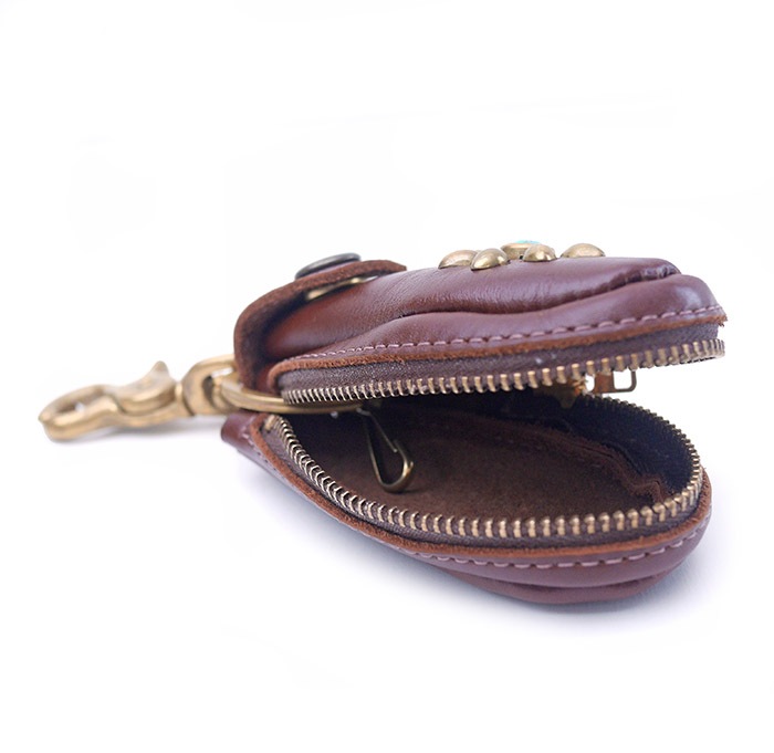 HTC SUNSET Zipper Key Case Flower #4 TQS B / Brown