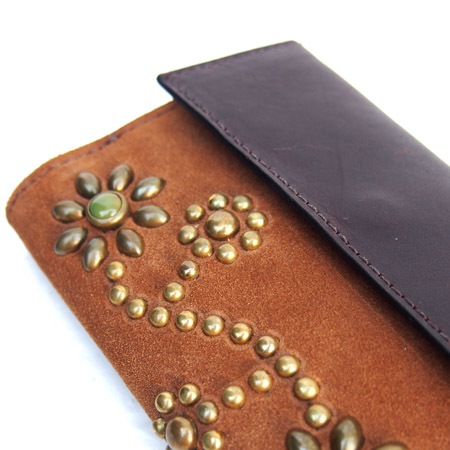 HTC Sunset Short Wallet Flower Suede Mix TQS B / Camel