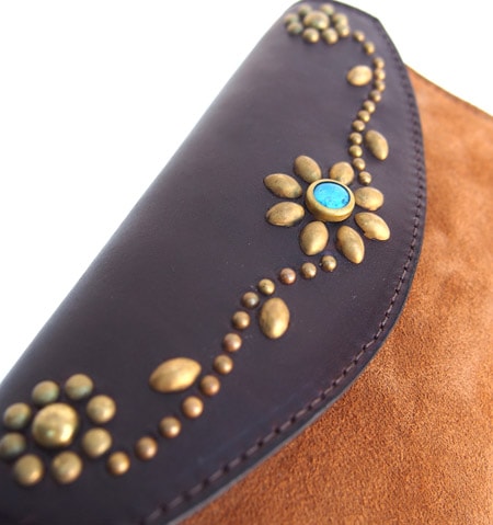 HTC Long Wallet Flower & Umbrella Suede mix #6 TQS B / Camel