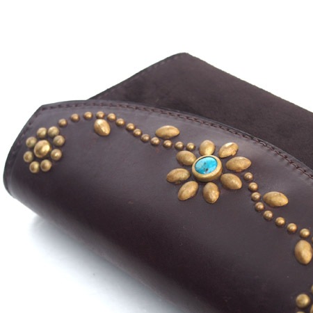 HTC Sunset Long Wallet Flower & Suede mix #6 TQS B / D Brown