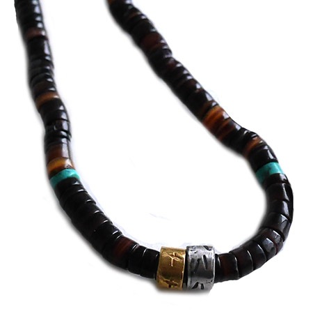 CHAFF DESIGN�̥���ա��ǥ������Brown Shell On Silver & Gold Ring Necklace