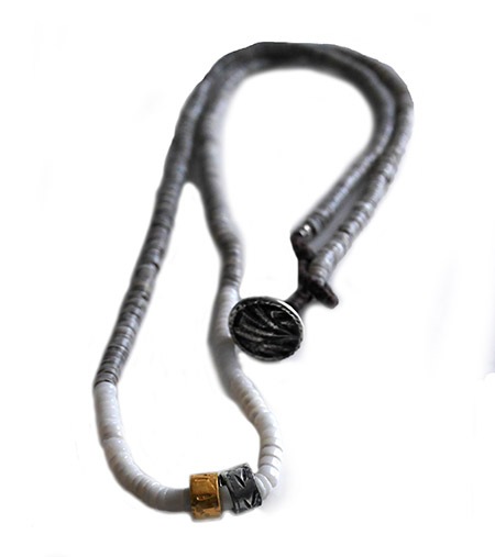 CHAFF DESIGN�̥���ա��ǥ������Grey Shell On Silver & Gold Ring Necklace