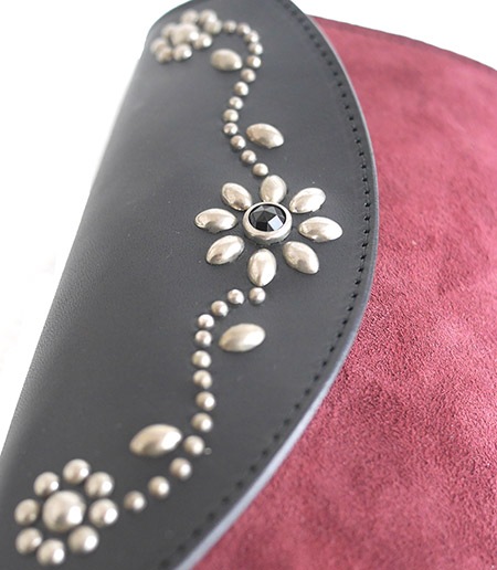 HTC Long Wallet Flower & Umbrella Suede mix #6 BLACK N / Wine red