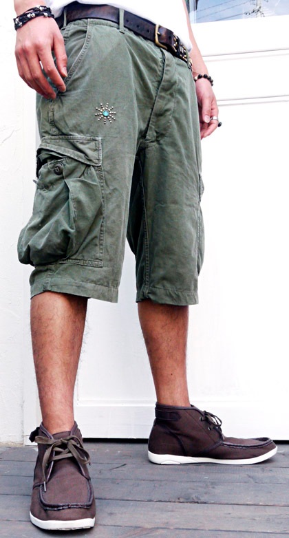 HTC �̎������Î��������͡��ѥ�� VINTAGE REMAKE CARGO SHORT PANTS   ON STUD