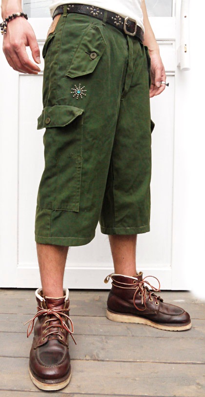 HTC �̎������Î��������͡��ѥ�� VINTAGE REMAKE CARGO SHORT PANTS ON STUD