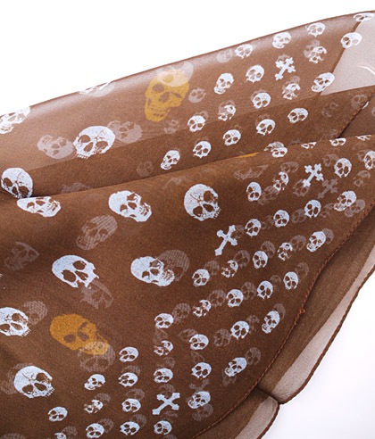 HTC ̎Î͡ SCARF FOULARD SKULLS 70  /  BROWN