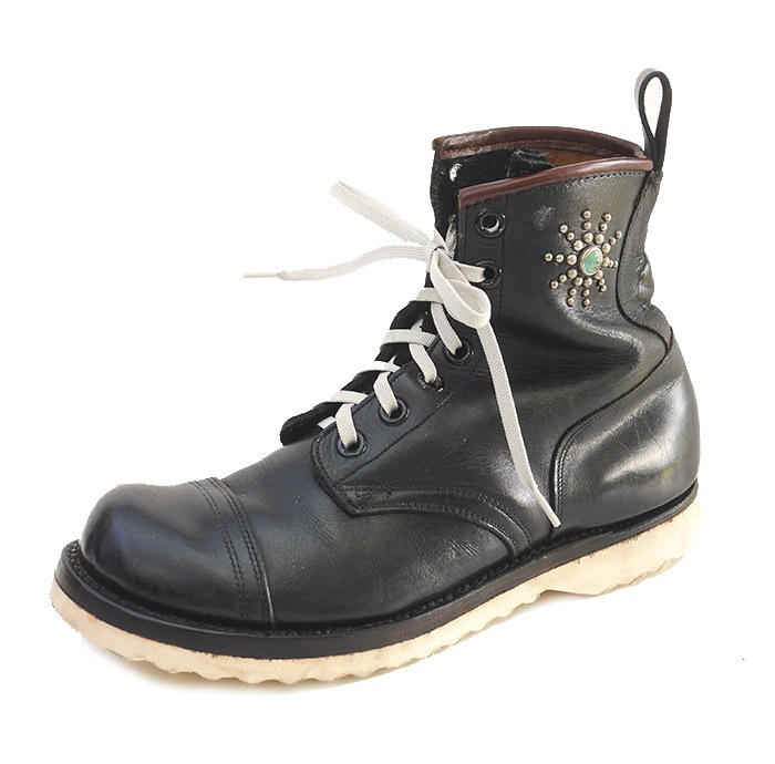 SIZE US8.5(just)/ IrregulaR by ZIP STEVENSON �ڎ��ڎ��ގ��׎��� Vintage remake White Sole Jump Boots Brown