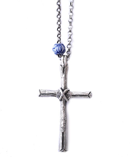 CHAFF DESIGN�̥���ա��ǥ������WOOD CROSS-S BEADS NECKLACE