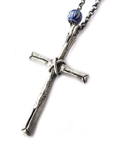 CHAFF DESIGN�̥���ա��ǥ������WOOD CROSS-S BEADS NECKLACE