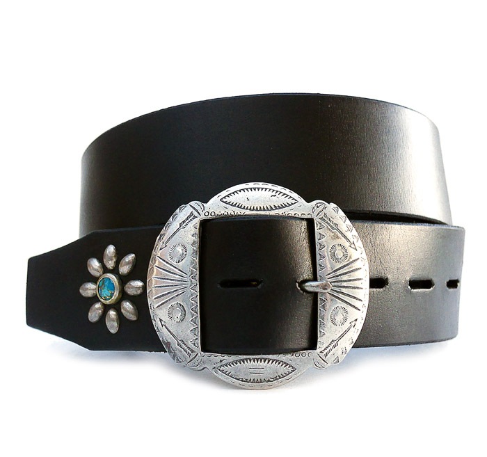 HTC Belt  End Only Flower Nickel Buckle #4 TQS N / Black