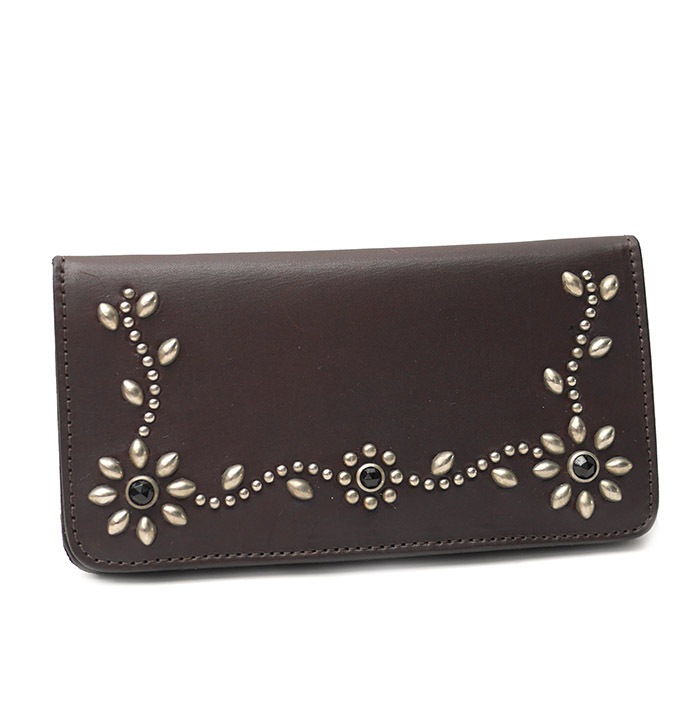 HTC Long Wallet Flower Leather # 4 BLK N / D Brown
