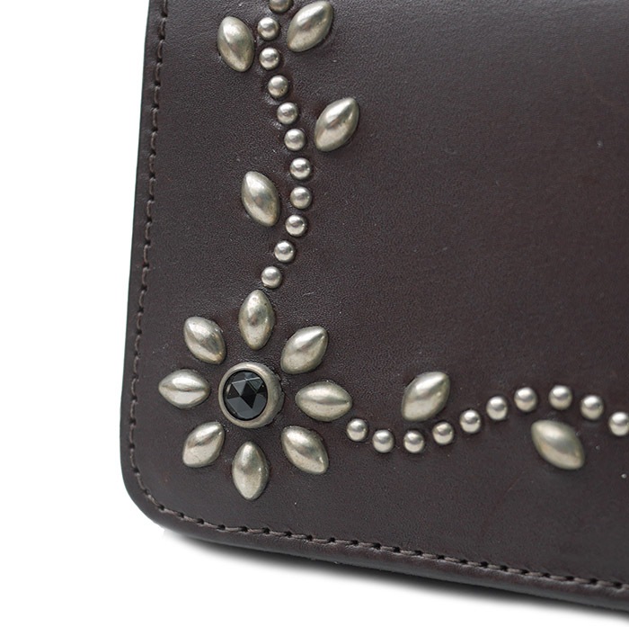 HTC Long Wallet Flower Leather # 4 BLK N / D Brown