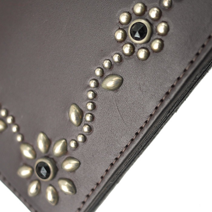 HTC Long Wallet Flower Leather # 4 BLK N / D Brown
