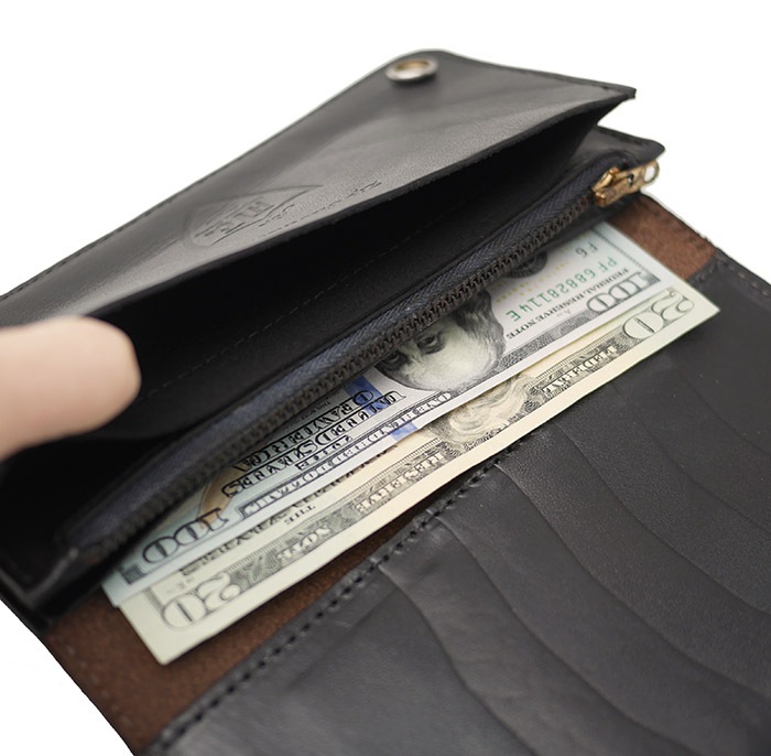 HTC Long Wallet Flower Leather # 4 BLK N / D Brown