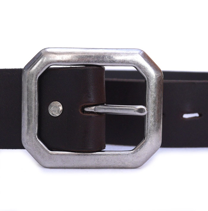 HTC Belt End Only Flower Octagon Buckle # TQS N / Dk Brown