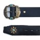 HTC Belt  End Only Flower Brass Buckle Turquoise #3 TQS B / Black