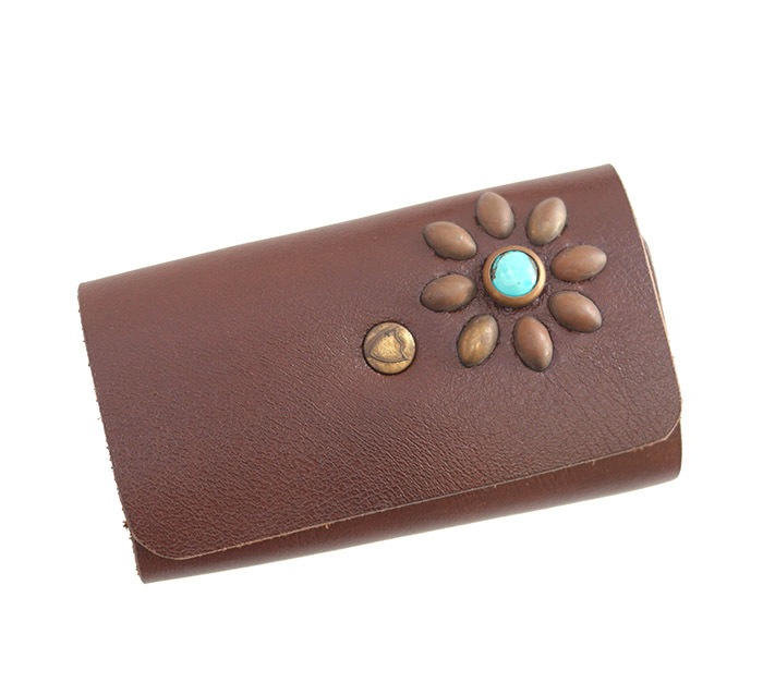 HTC SUNSET Key Case Flower Leather #1_1 TQS B / Brown