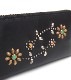 HTC Sunset Round Zipper Long Wallet Flower #3 TQS N / Black