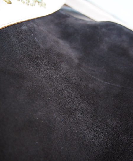 HTC �̎������Î��������� �Хå� ���� Turquoise Flower Studs Suede Tote Bag / Dark Brown��Natural