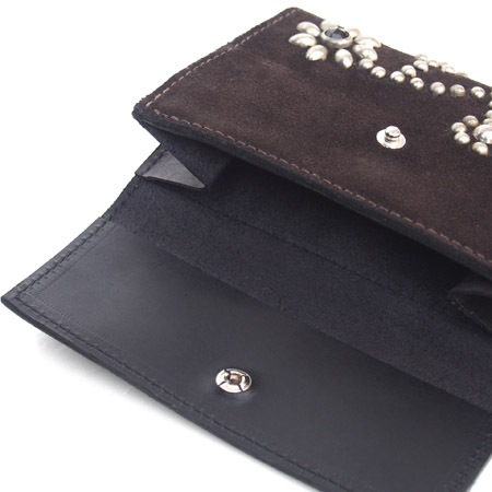 HTC Sunset Short Wallet Flower Suede Mix BLACK N / D Brown
