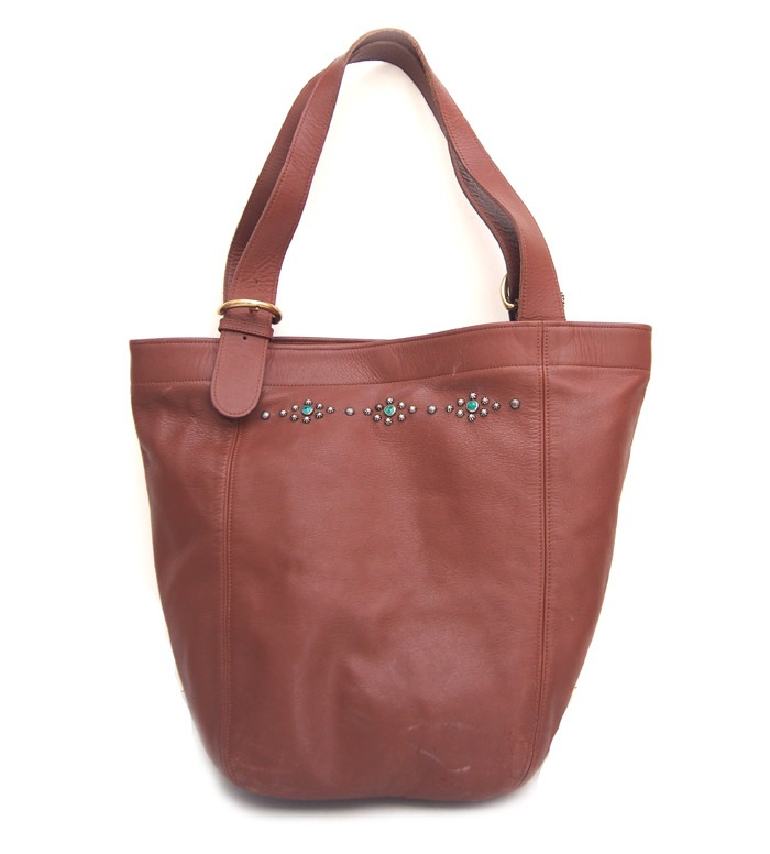 PANTY Original Design "OLD COACH" Vintage Remake Studs Leather Tote Bag / No.26