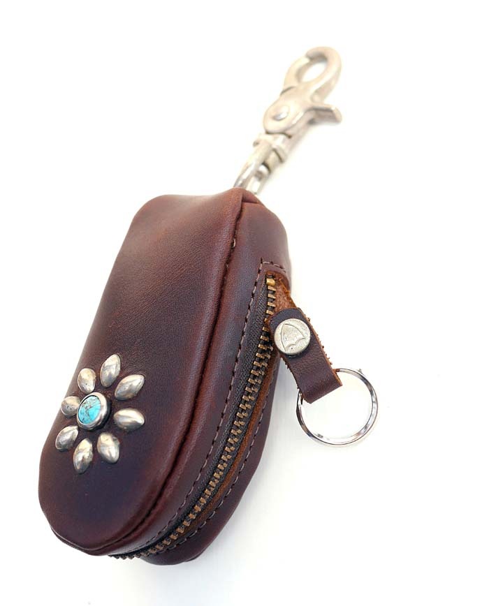 HTC Sunset Zipper Key Case Flower #5 TQS N / Dk Brown