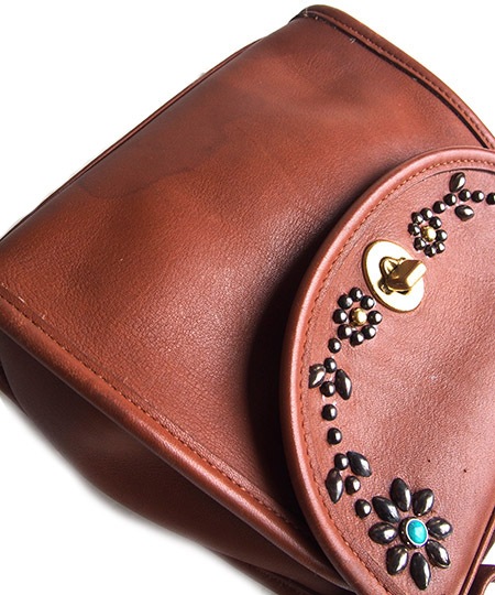 PANTY Original Design "OLD COACH" Vintage Remake Studs Leather Hand Bag/ No21