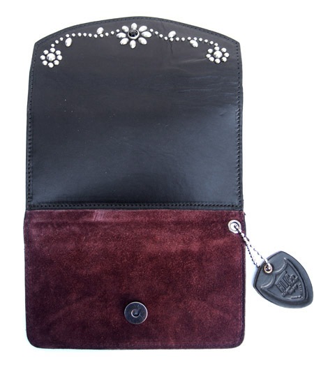 HTC Long Wallet Flower & Umbrella Suede mix #6 BLACK N / Wine red