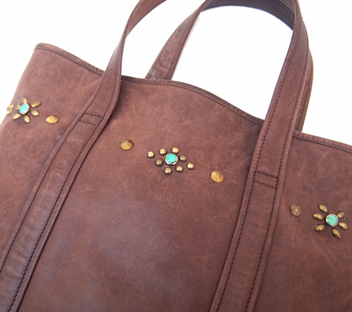 PANTY Original Design "OLD COACH" Vintage Remake Studs Leather Tote Bag / No.31