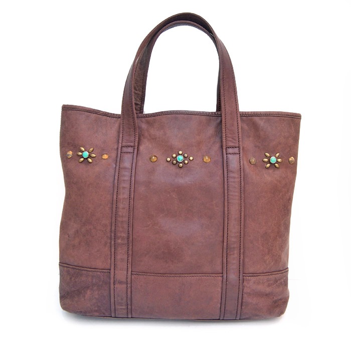 PANTY Original Design "OLD COACH" Vintage Remake Studs Leather Tote Bag / No.31
