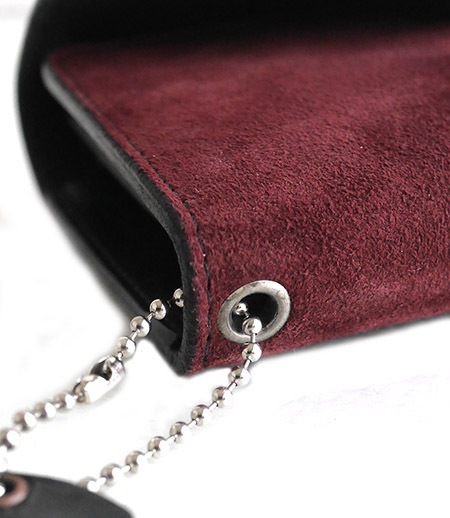 HTC Long Wallet Flower & Umbrella Suede mix #6 BLACK N / Wine red