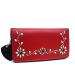 HTC Long Wallet Flower Leather #4 BLACK N / Red