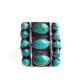 1940s Vintage Navajo ナバホ族 クラスターターコイズ オン シルバースクエアプレートリング3|Ring|【VINTAGE　JEWELRY】