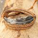 M.Cohen 〔エムコーエン〕 ブレスレット B916-S 3Wrap Leather On Feather Bracelet / Light Brown|【M.Cohen】 