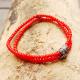 M.Cohen 〔エムコーエン〕 ブレスレット B10603 African Glass Beads Feather Charm / Red|【M.Cohen】 