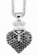KING BABY 〔キングベイビー〕 ネックレス  Q10-8071 Small 3D Pave Black CZ Crowned Heart Pendant|NECKLACES|【KING BAB