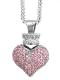 KING BABY 〔キングベイビー〕 ネックレス Q10-7071 Small 3D Pave Pink CZ Crowned Heart Pendant|NECKLACES|【KING BABY】