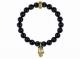 KING BABY 〔キングベイビー〕 ブレスレット 8mm Polished Onyx Bead Bracelet W/18K Vermeil Skull W / CZ Eyes|BRACELETS