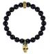 KING BABY 〔キングベイビー〕 ブレスレット 8mm Polished Onyx Bead Bracelet W/18K Vermeil SKull W/Garnet Eyes|BRACELE