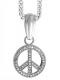 QUEEN BABY 〔クイーンベイビー〕 ネックレス Small Peace Sign Pendant Silver and White CZ Pave|QUEEN BABY|【KING BABY】