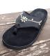 HTC��The Sandalman�ڎ������Î��������ߎ��ݎ��ގَώݡ� ������� ���� Wide Strap Flower Turquoise Studs / Black Suede