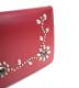 HTC Long Wallet Flower Leather #4 BLACK N / Red