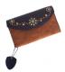 HTC Long Wallet Flower & Umbrella Suede mix #6 TQS B / Camel