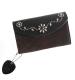 HTC Long Wallet Flower & Umbrella Suede mix #6 BLACK N / Brown