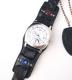 HTC �̎������Î��������͡������å��٥�� Emboss Polis Black Watch Belt  /  RED-BLUE Glass Stone