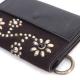 HTC Sunset Short Wallet Flower Suede Mix BLACK N / D Brown