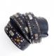 HTC ̎Î ٥ Emboss Police Black Full Studs Belt / Black&Yellow Stone