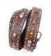 HTC ̎Î ٥ Emboss Police Brown Full Studs Belt / Black&Yellow Stone