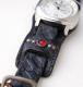 HTC �̎������Î��������͡������å��٥�� Emboss Polis Black Watch Belt  /  RED-BLUE Glass Stone