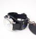 HTC �̎������Î��������͡������å��٥�� Emboss Polis Black Watch Belt  /  RED-BLUE Glass Stone